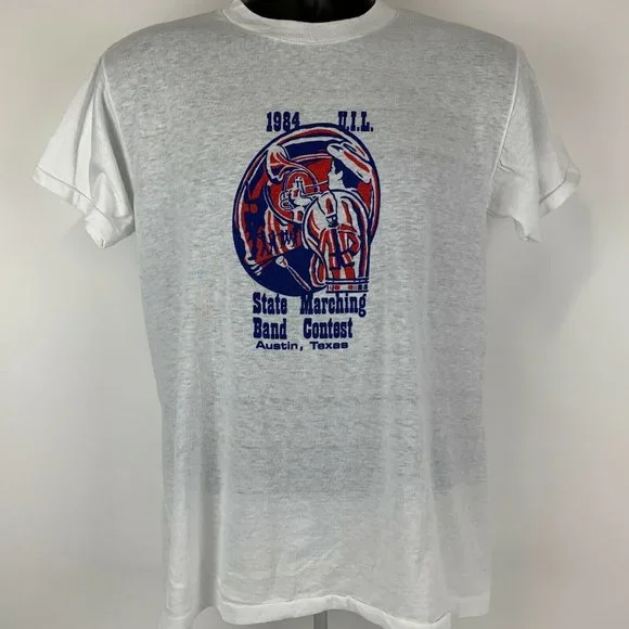 UIL Texas Marching Band Contest Vintage 80s T Shirt Austin 1984 USA Made Medium - Picture 2 of 6